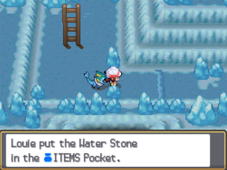The Water Stone on the ground in the Seafoam Islands / Pokémon HG/SS